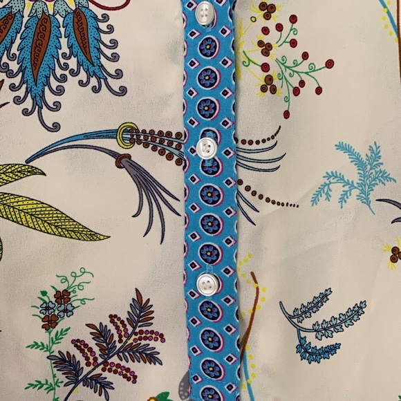 Talbots petit paisley/floral print long sleeves v neck blouse - Picture 4 of 10